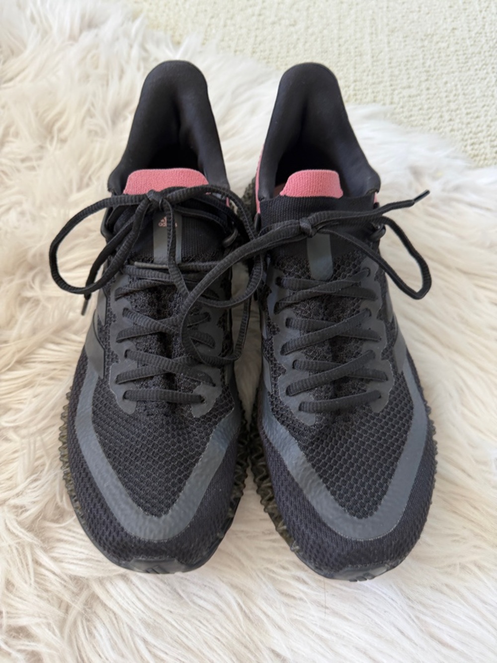 adidas Black Athletic Sneakers with Pink Tongue Accent